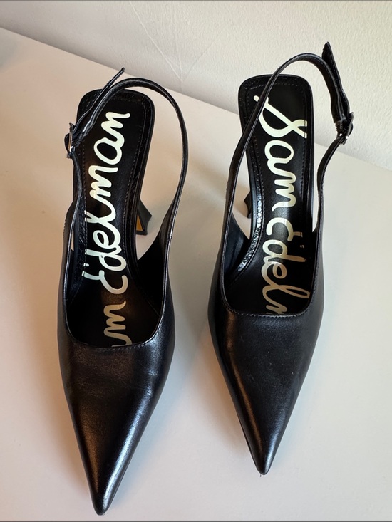 Sam Edelman Shoes - Sam Edelman Black Leather Pointed Slingback Heels
